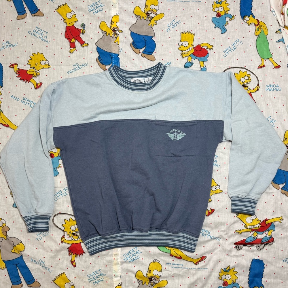 Vintage 90s Blue Dockers Pocket Sweatshirt Size Men’s Small Retro Indie